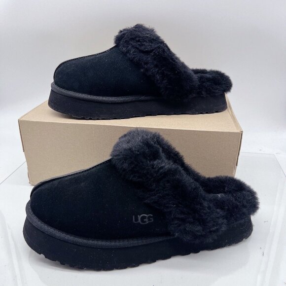 UGG Disquette Slide Slipper Shearling Platform Sandal Black Women's US 12 NEW!!! - Picture 3 of 12